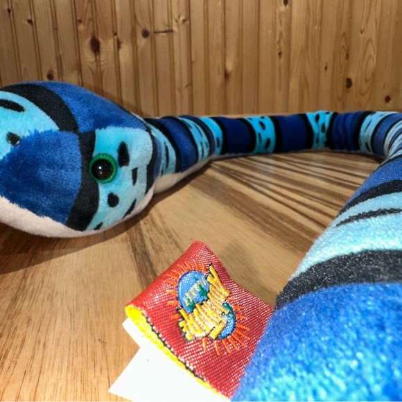 Blue and Black Striped Plush Snake Toy - Picture 4 of 6